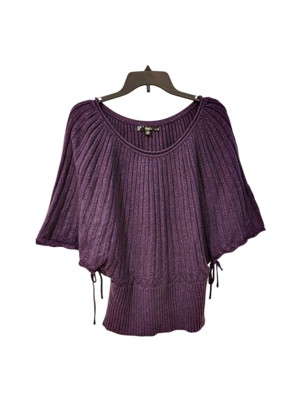 Sioni Women's Size Small Purple Dolman Style Sweater Eyelet